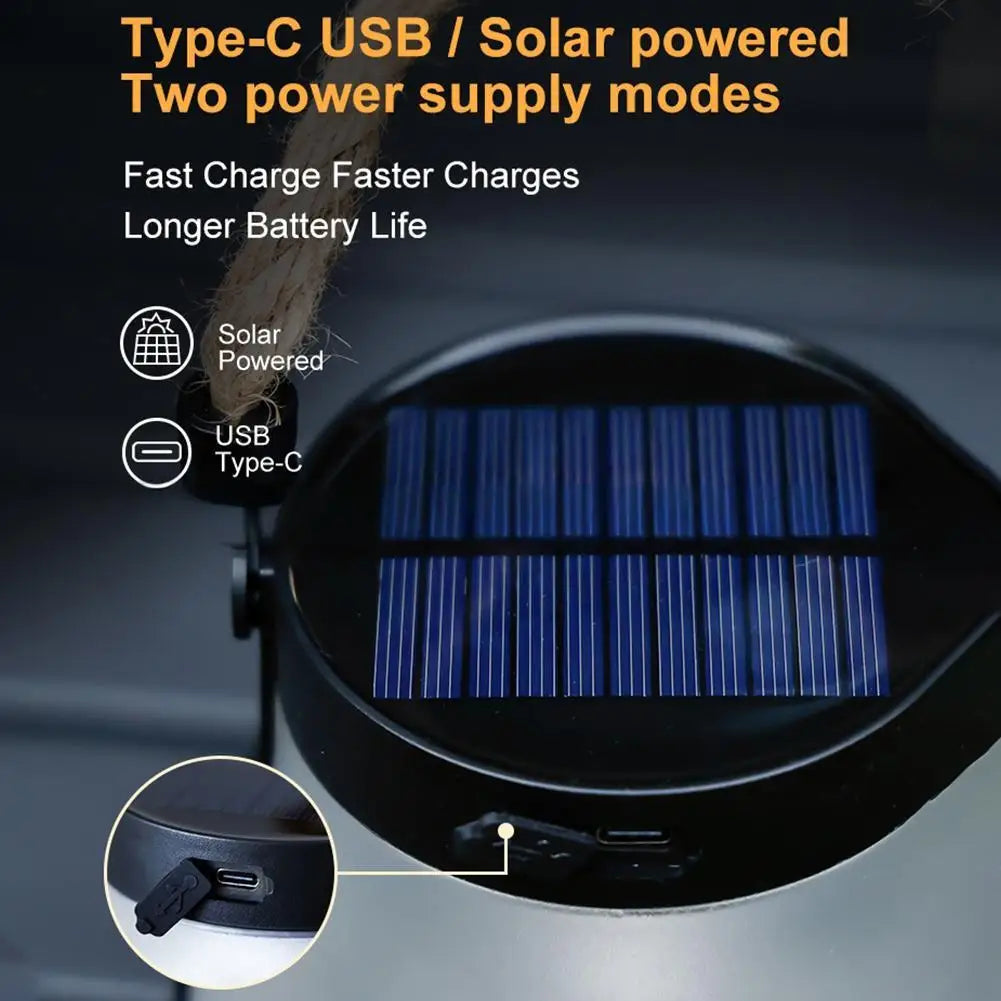 The Venturio Flickering Flame Solar Lantern – Waterproof, Dual Charging for Camping