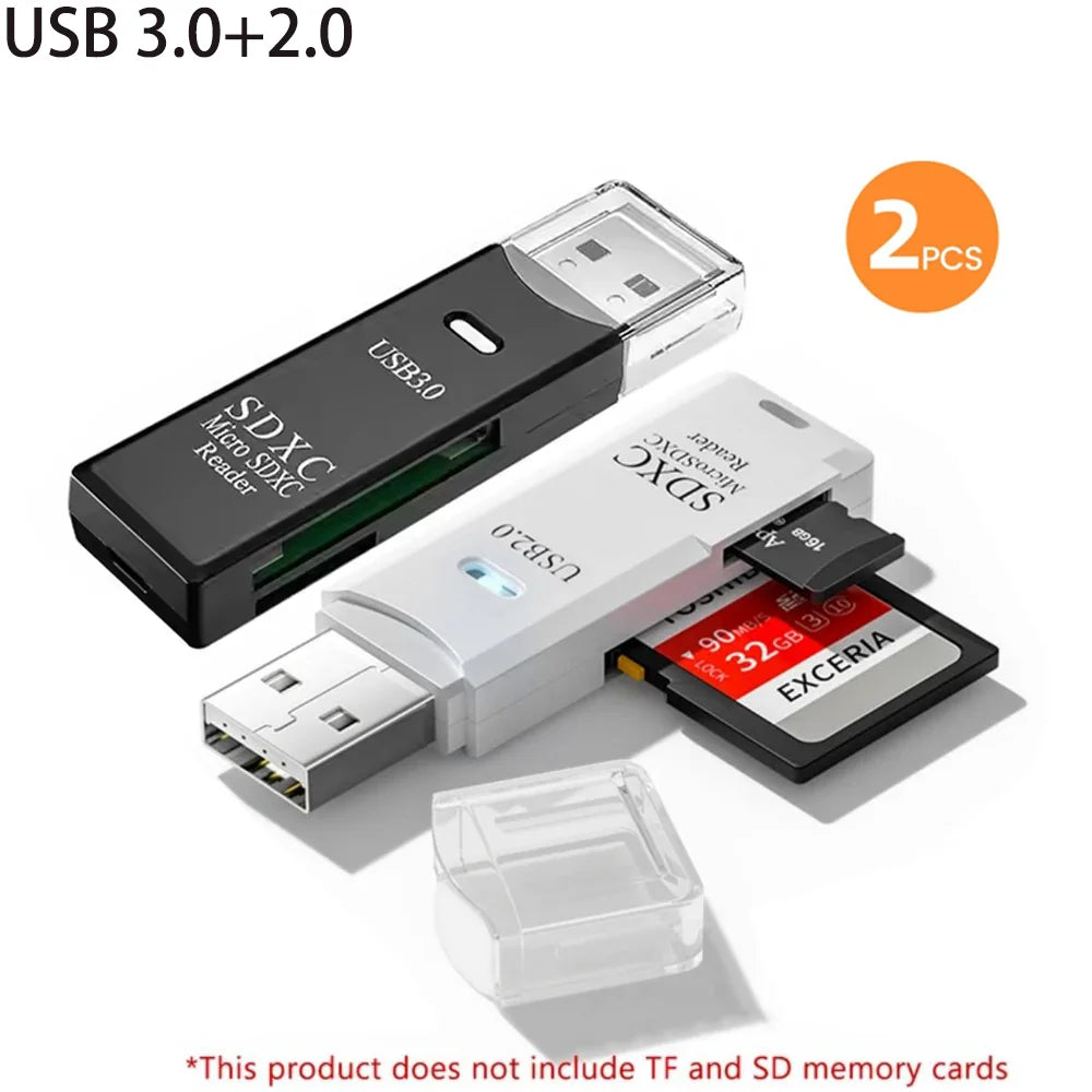 2-in-1 USB 3.0 Card Reader; Fast, Compact & Travel-Ready Data Access