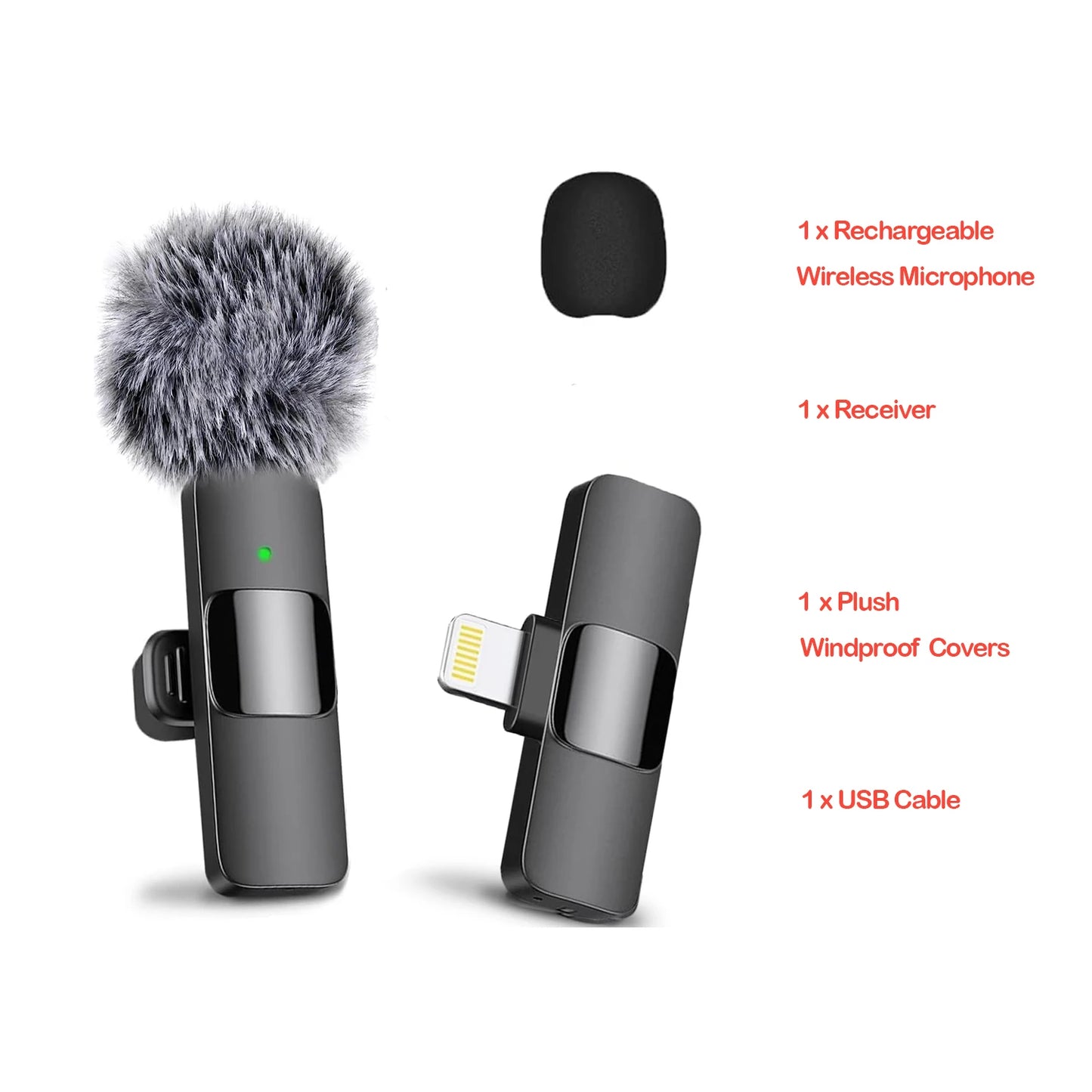Wireless Lavalier Microphone; iPhone Clip-On Mic for Vlogging, YouTube & Recording