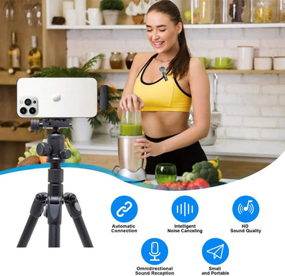Wireless Lavalier Microphone; iPhone Clip-On Mic for Vlogging, YouTube & Recording