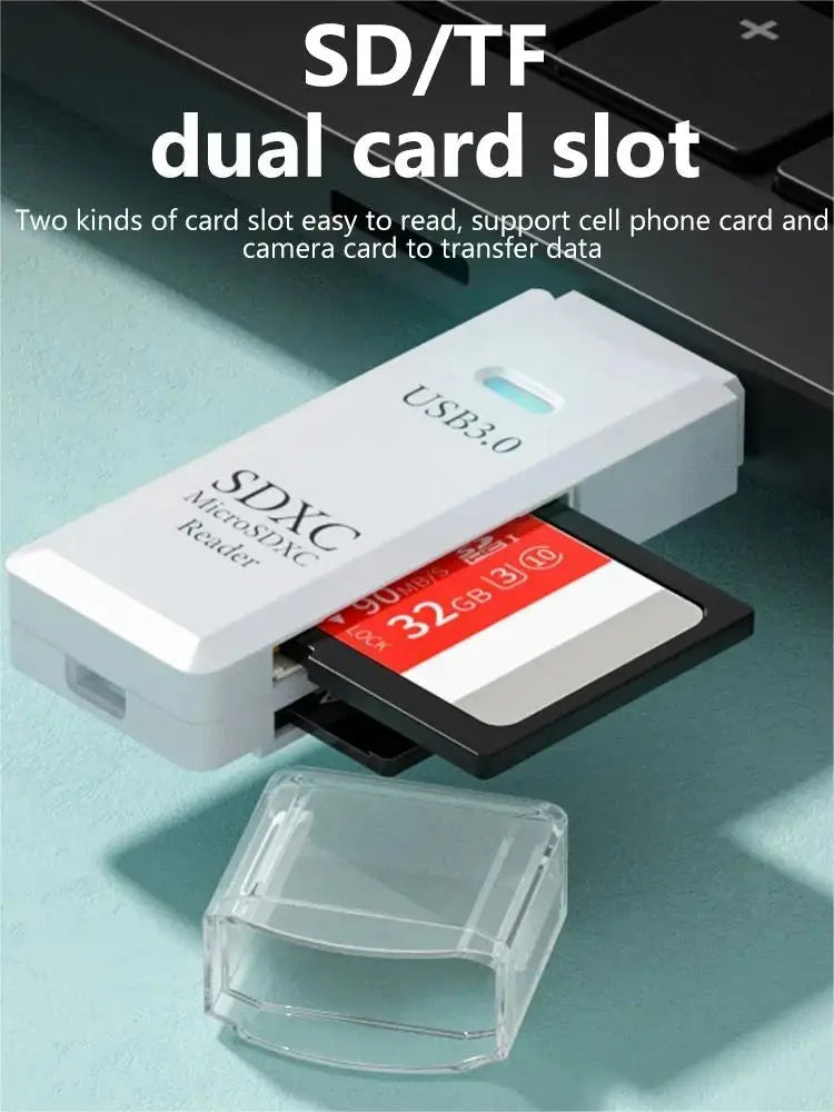 2-in-1 USB 3.0 Card Reader; Fast, Compact & Travel-Ready Data Access