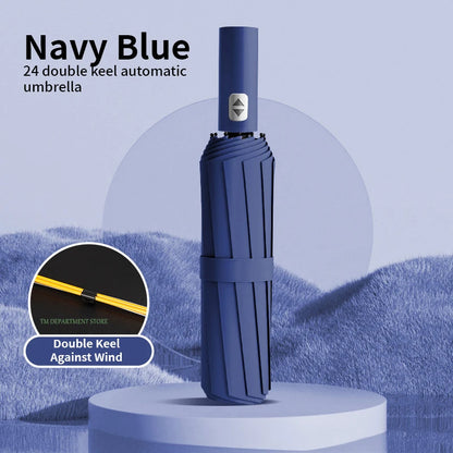 24-Bone Windproof Automatic Umbrella; Large, Durable & UV-Protective