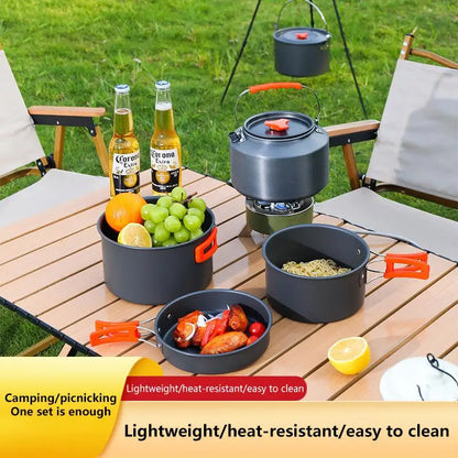 Aluminum Camping Cook Set: Non-Stick Portable Cookware for Hiking