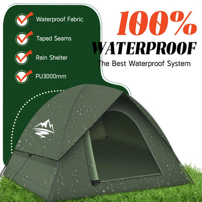 The Venturio Family Camping Tent: 100% Waterproof, Windproof for 3-4 People