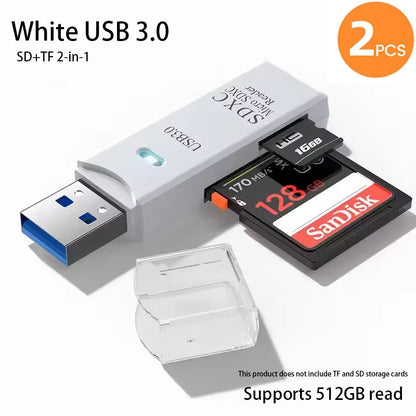 2-in-1 USB 3.0 Card Reader; Fast, Compact & Travel-Ready Data Access