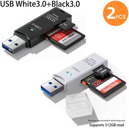 2-in-1 USB 3.0 Card Reader; Fast, Compact & Travel-Ready Data Access