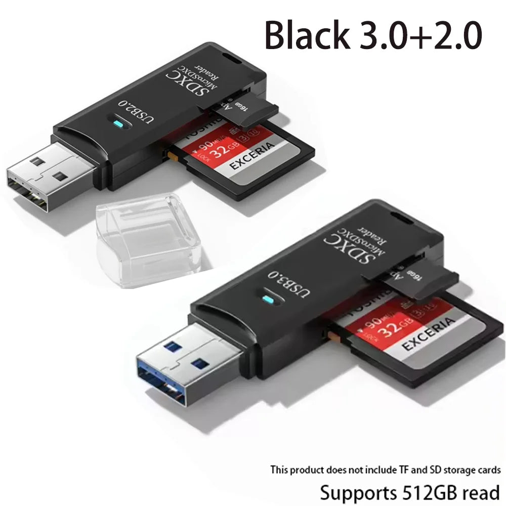 2-in-1 USB 3.0 Card Reader; Fast, Compact & Travel-Ready Data Access