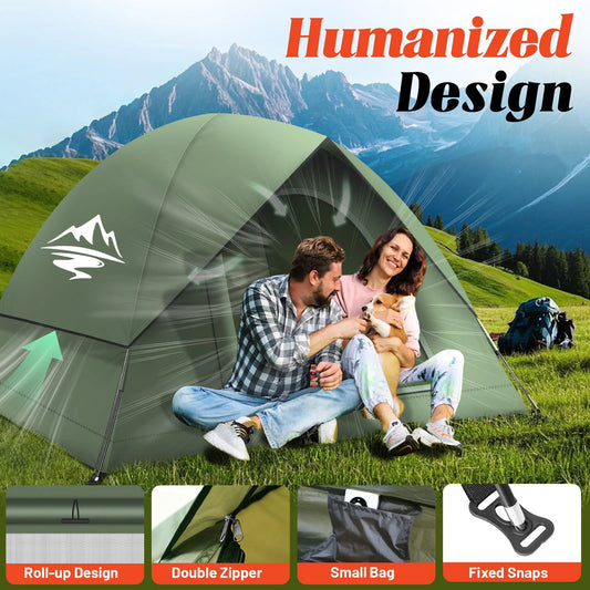 The Venturio Family Camping Tent: 100% Waterproof, Windproof for 3-4 People