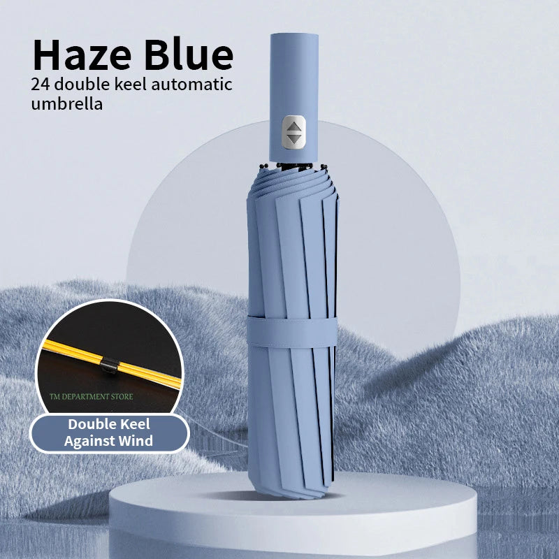 24-Bone Windproof Automatic Umbrella; Large, Durable & UV-Protective