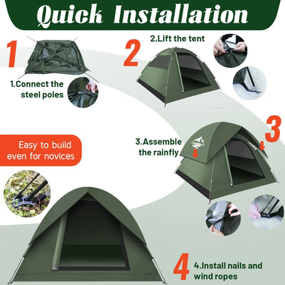 The Venturio Family Camping Tent: 100% Waterproof, Windproof for 3-4 People