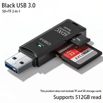2-in-1 USB 3.0 Card Reader; Fast, Compact & Travel-Ready Data Access