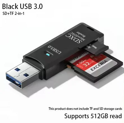 2-in-1 USB 3.0 Card Reader; Fast, Compact & Travel-Ready Data Access