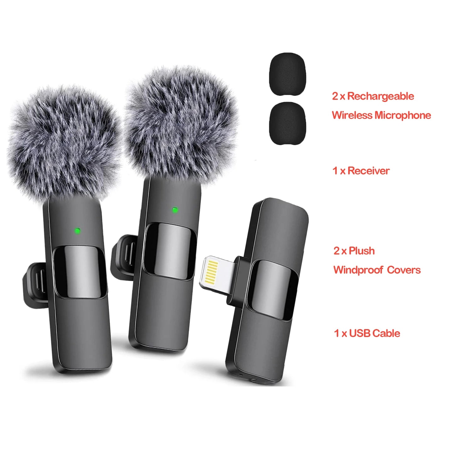 Wireless Lavalier Microphone; iPhone Clip-On Mic for Vlogging, YouTube & Recording