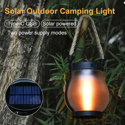The Venturio Flickering Flame Solar Lantern – Waterproof, Dual Charging for Camping
