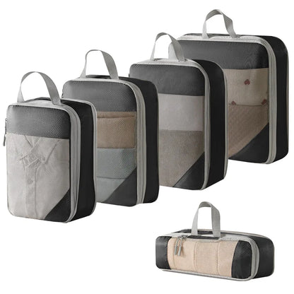 Compression Packing Cubes for Travel; Expandable Lightweight Packing Organizers for Suitcases