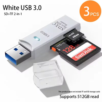 2-in-1 USB 3.0 Card Reader; Fast, Compact & Travel-Ready Data Access