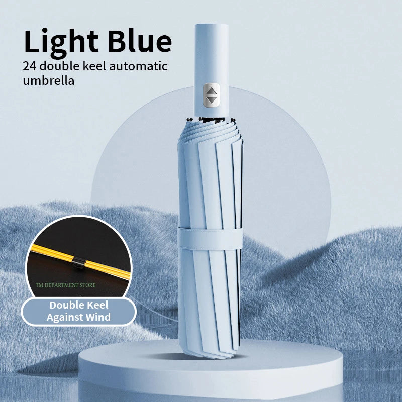 24-Bone Windproof Automatic Umbrella; Large, Durable & UV-Protective
