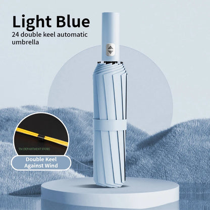 24-Bone Windproof Automatic Umbrella; Large, Durable & UV-Protective