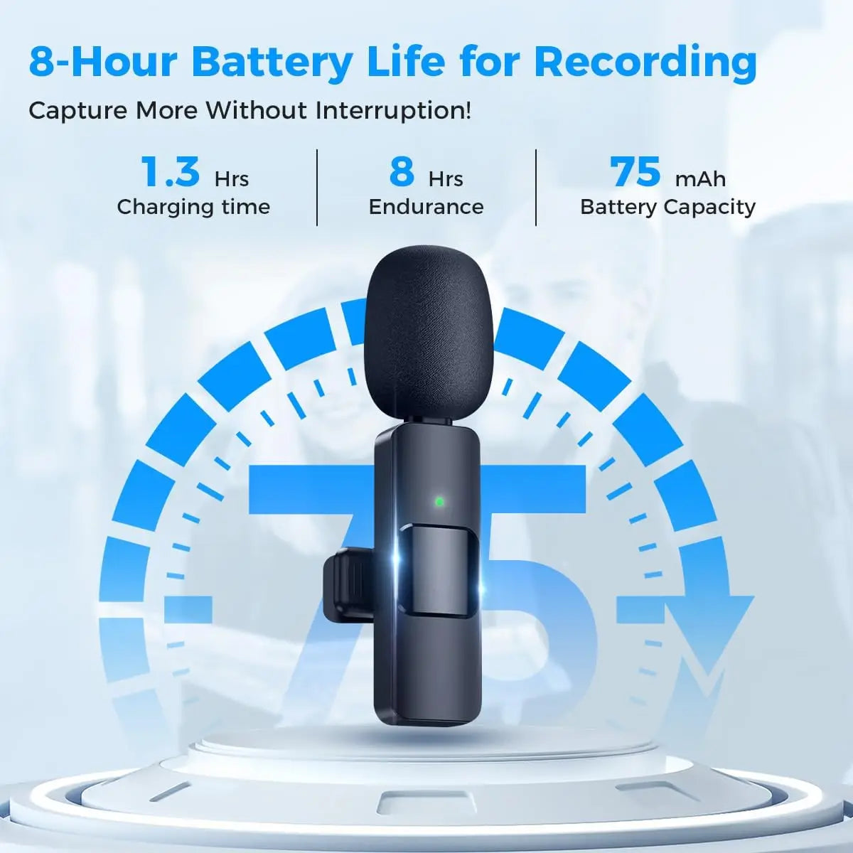 Wireless Lavalier Microphone; iPhone Clip-On Mic for Vlogging, YouTube & Recording