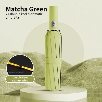 24-Bone Windproof Automatic Umbrella; Large, Durable & UV-Protective