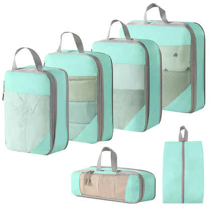 Compression Packing Cubes for Travel; Expandable Lightweight Packing Organizers for Suitcases
