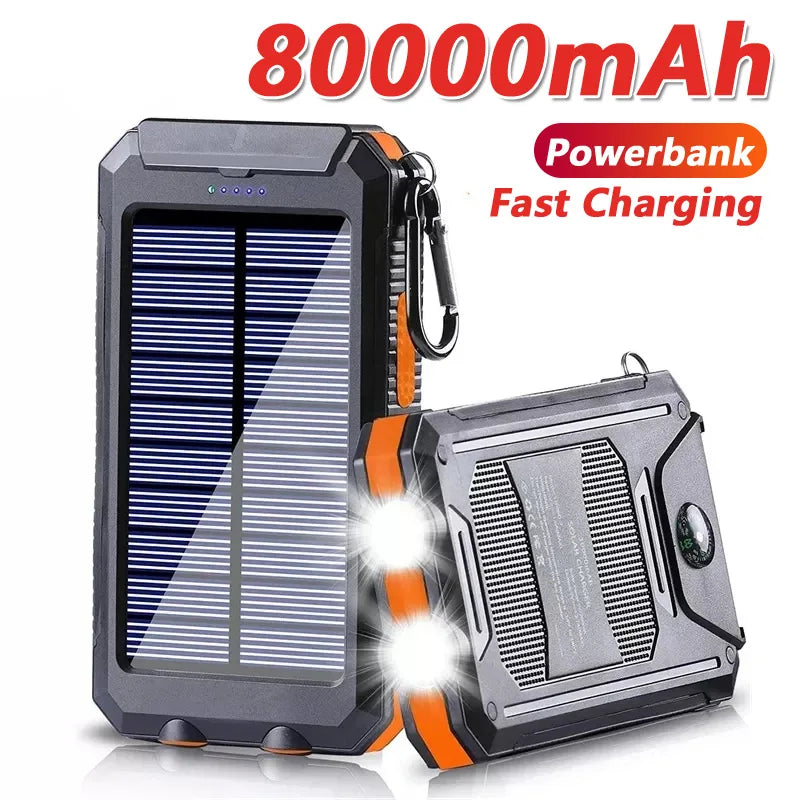 The Venturio 80000mAh Solar Power Bank – Outdoor Charger with Compass & LED