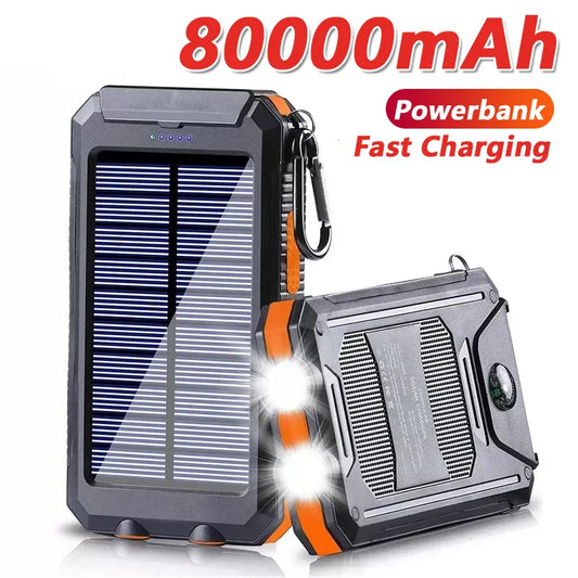 The Venturio 80000mAh Solar Power Bank – Outdoor Charger with Compass & LED