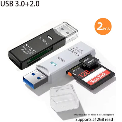 2-in-1 USB 3.0 Card Reader; Fast, Compact & Travel-Ready Data Access