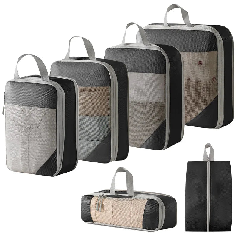 Compression Packing Cubes for Travel; Expandable Lightweight Packing Organizers for Suitcases
