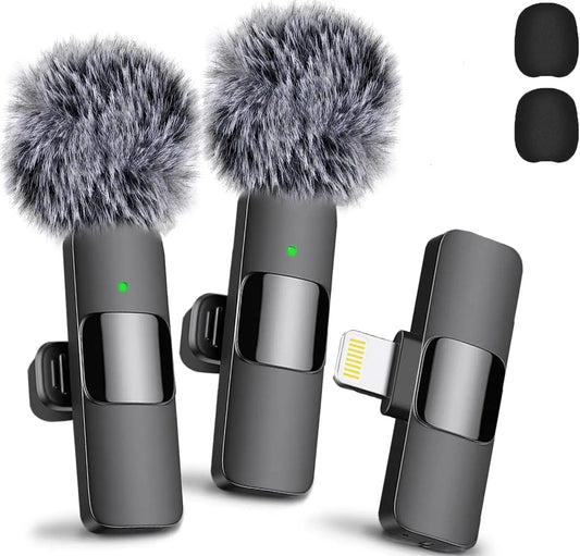 Wireless Lavalier Microphone; iPhone Clip-On Mic for Vlogging, YouTube & Recording