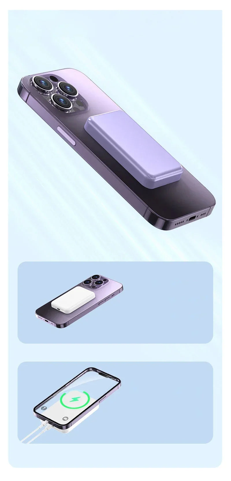 Magnetic Wireless Power Bank; Fast Charging Portable Battery