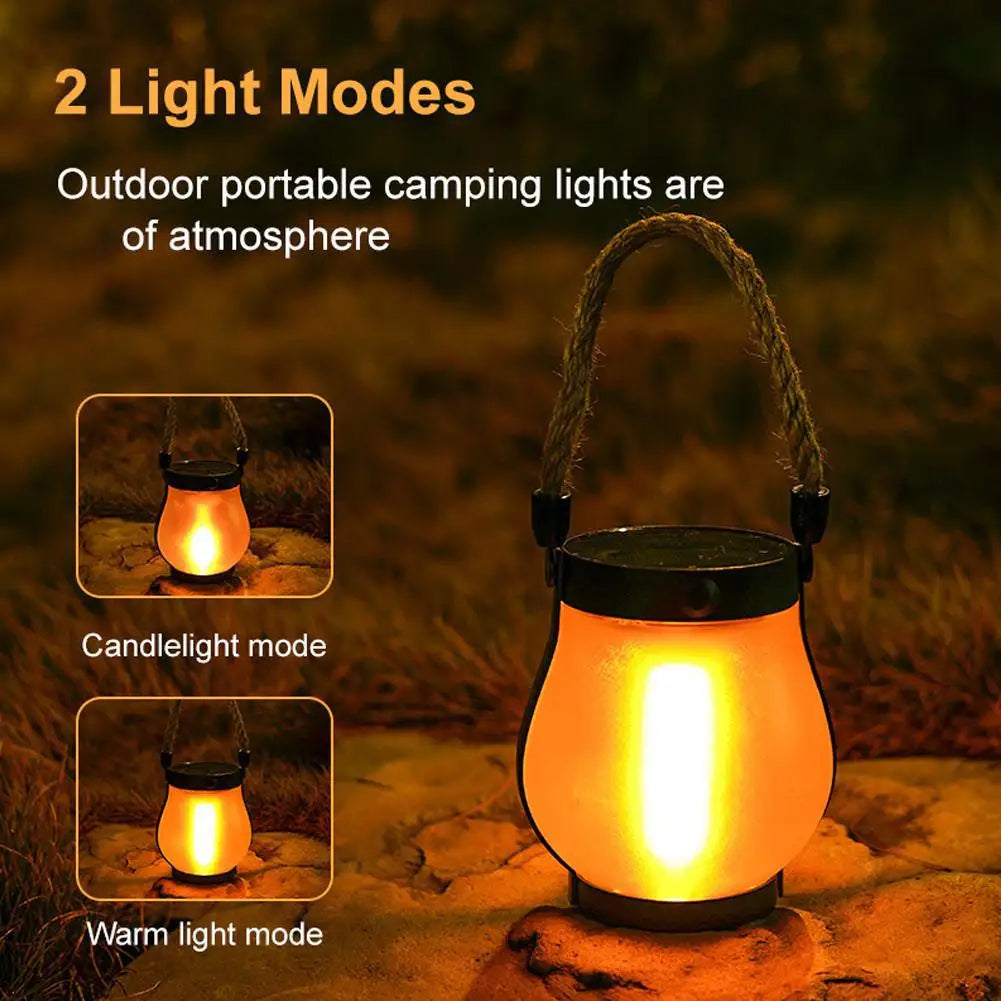 The Venturio Flickering Flame Solar Lantern – Waterproof, Dual Charging for Camping