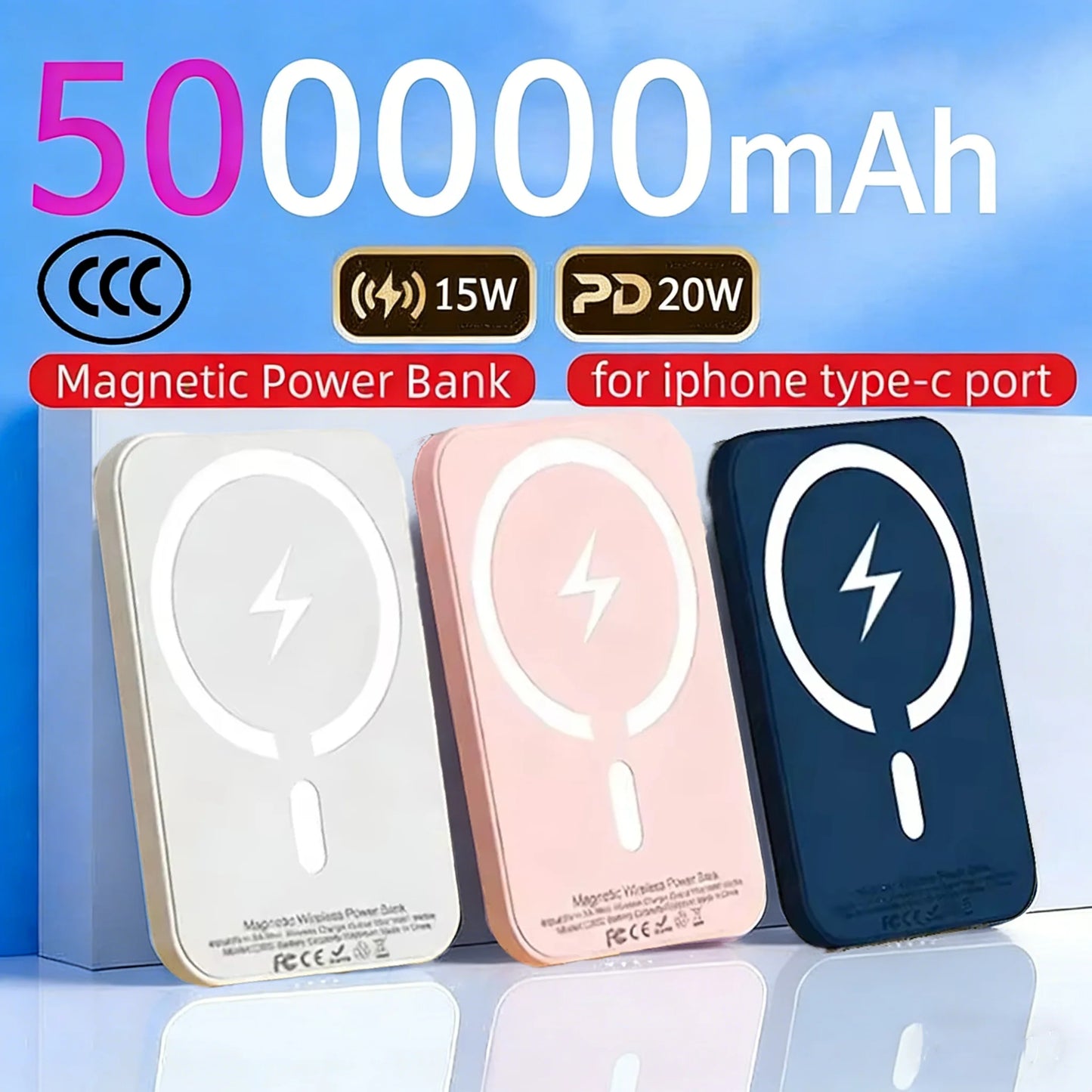 Magnetic Wireless Power Bank; Fast Charging Portable Battery