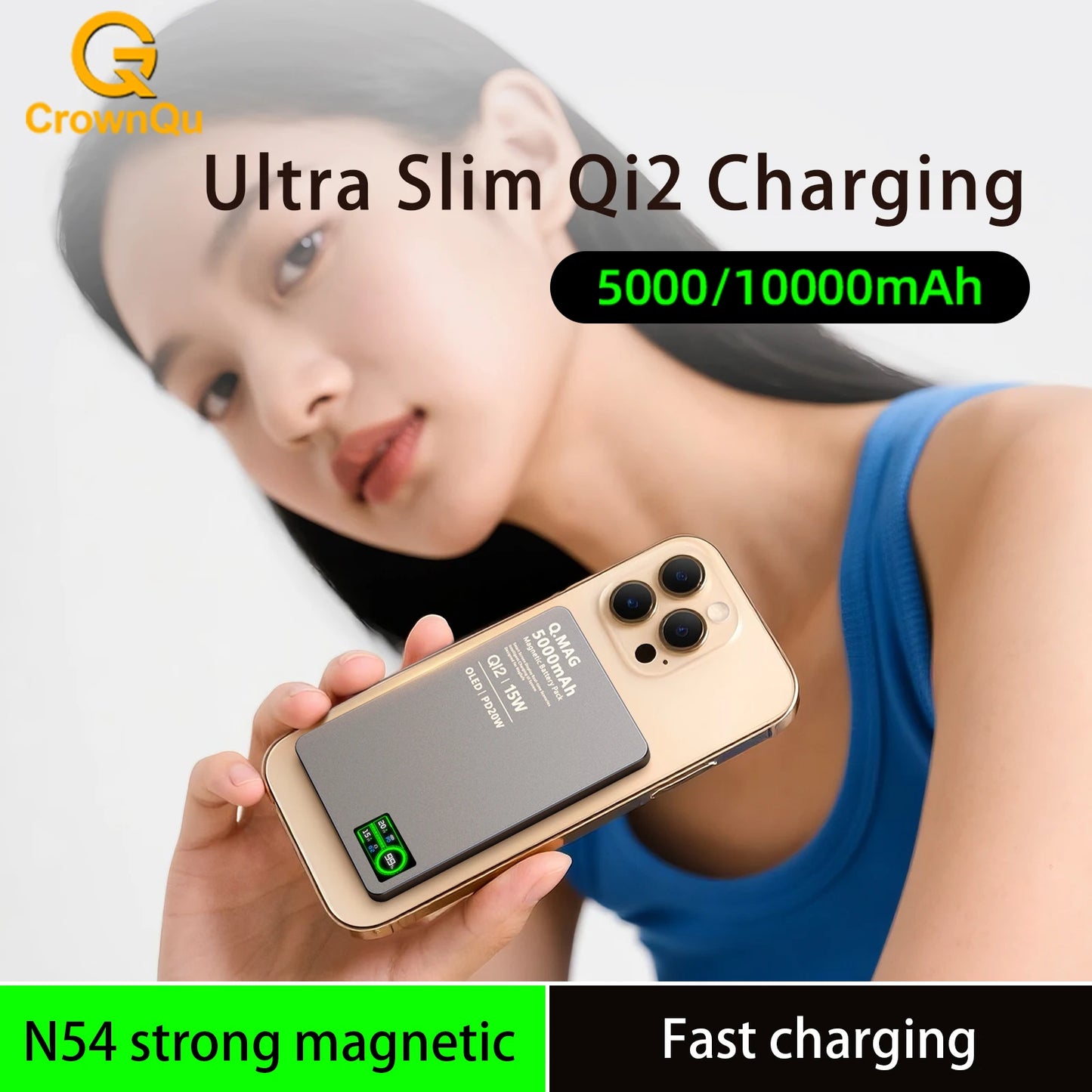 Charger: 10000mAh Magnetic Battery: Fast Qi2 Wireless Charging for Apple