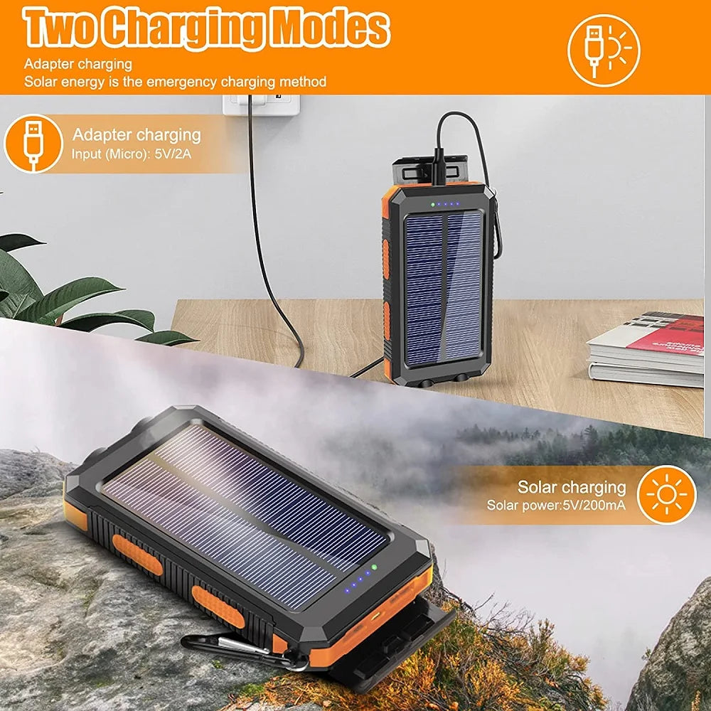 The Venturio 80000mAh Solar Power Bank – Outdoor Charger with Compass & LED